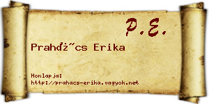 Prahács Erika névjegykártya